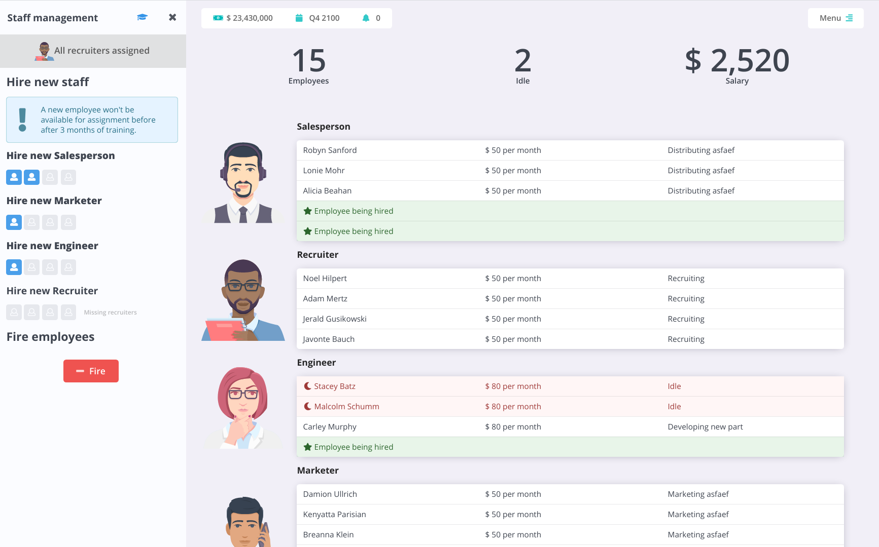 Employees screenshot